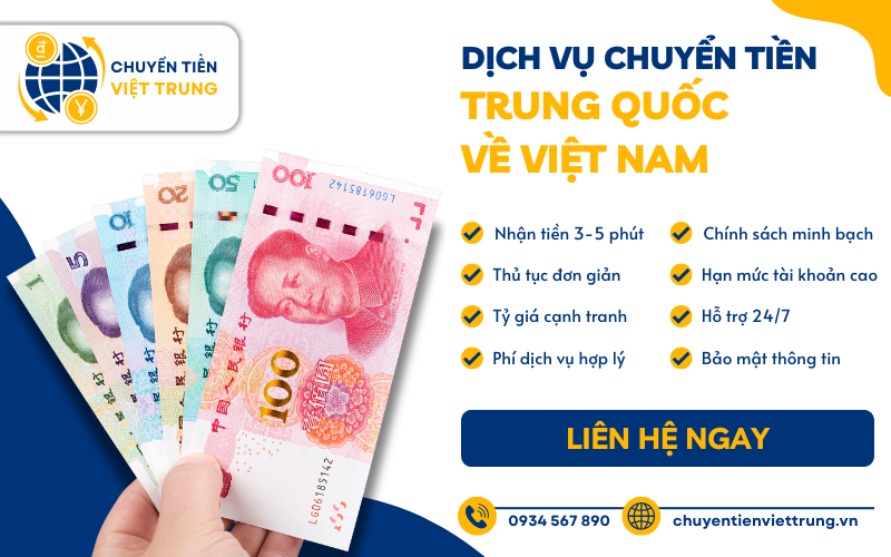 Dịch vụ chuyển tiền Trung Quốc về Việt Nam tại công ty CHUYỂN TIỀN VIỆT TRUNG