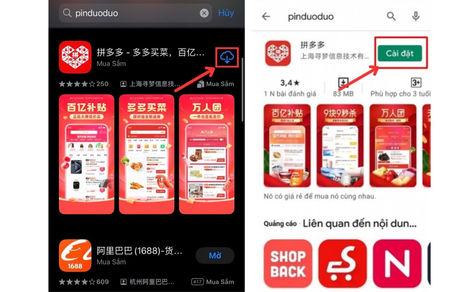 Tải và cài đặt app Pinduoduo