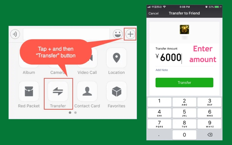 Chuyển khoản vào ví WeChat Pay