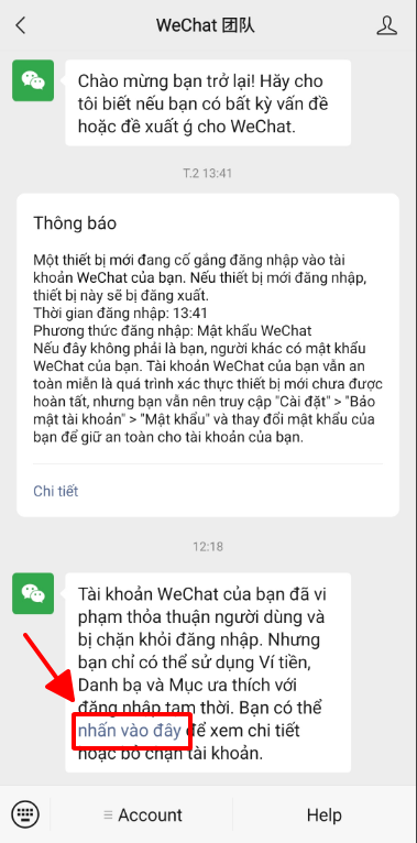 nhấn vào dòng chữ “Nhấn vào đây”