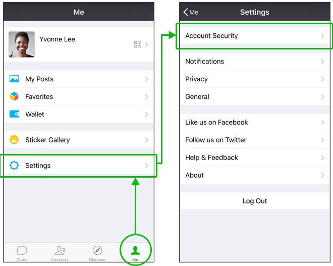 Chọn Settings và nhấn vào Account Security