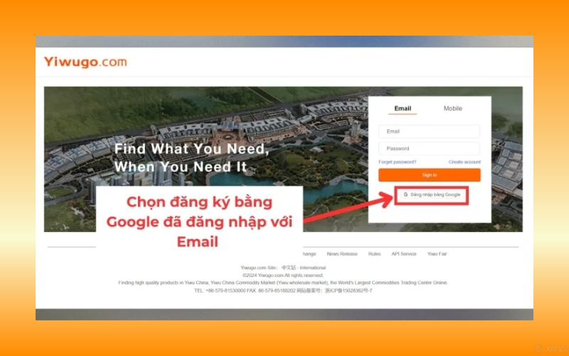 chọn hình thức “Đăng nhập bằng Google”