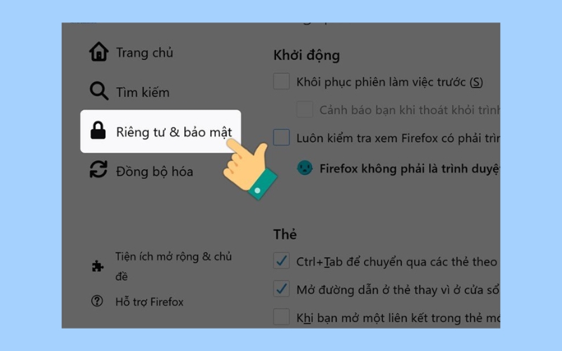 Truy cập mục Riêng tư & bảo mật
