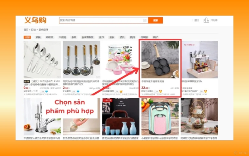 nhấn vào sản phẩm phù hợp