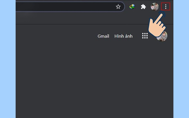 Mở Google Chrome, nhấn vào biểu tượng ba chấm ở góc trên bên phải