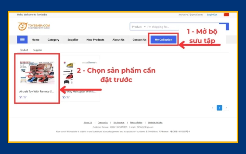 truy cập vào My Collection và nhấn chọn sản phẩm muốn đặt mua