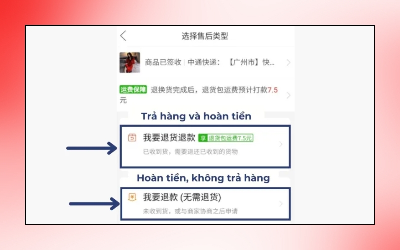 Chọn hình thức khiếu nại phù hợp trên Pinduoduo