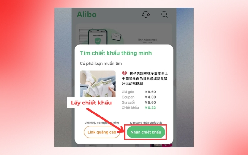 nhấn vào nút “Nhận chiết khấu”