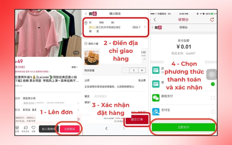 Tìm kiếm sản phẩm và tạo đơn hàng
