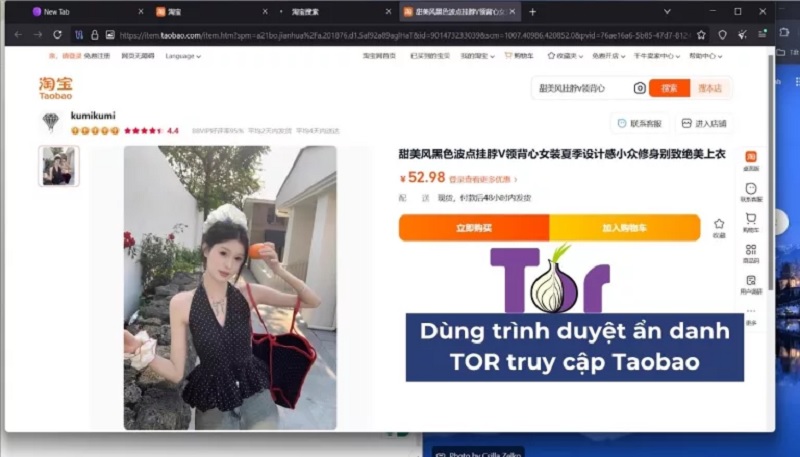 Vào Taobao bằng trình duyệt ẩn danh hoặc TOR Browser
