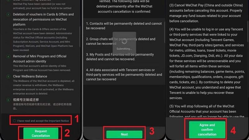 nhấn Đồng ý và xác nhận hủy (Agree and Confirm Cancellation)
