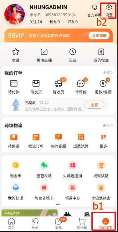 Chọn mục Cài đặt