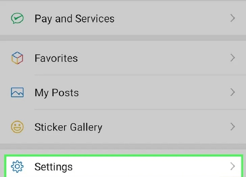 chọn Settings (Cài đặt)