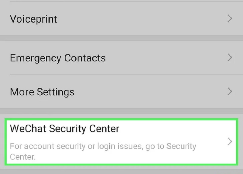 mở WeChat Security Center (Trung tâm bảo mật WeChat)