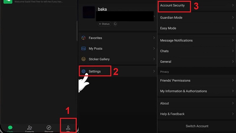 truy cập vào mục Bảo mật tài khoản (Account Security)