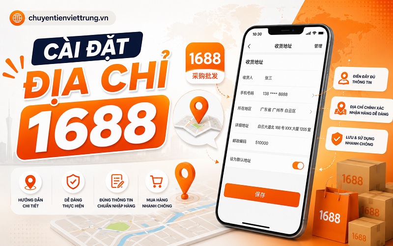 cài đặt địa chỉ nhận hàng trên 1688