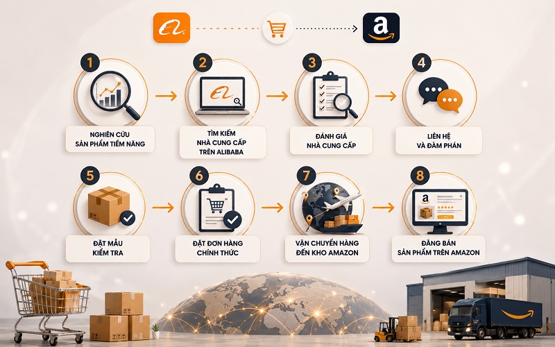 Quy trình lấy hàng trên Alibaba bán trên Amazon
